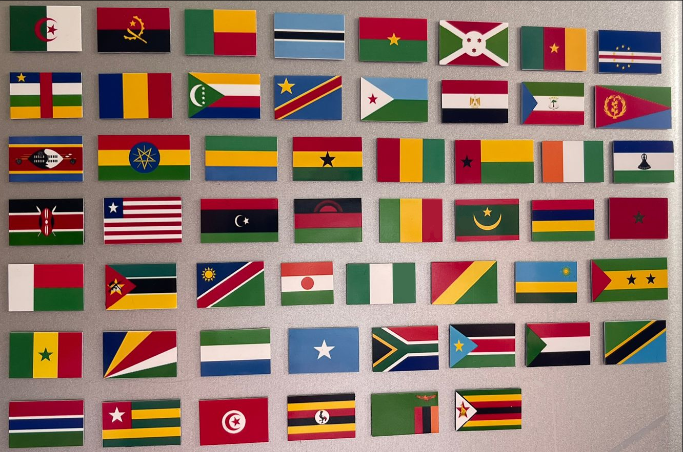 Africa Countries Small Flag Continent Collector Magnet Set, All 54 Countries
