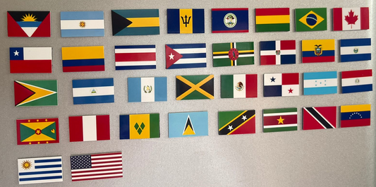 North America Countries Small Flag Continent Collector Magnet Set, All 23 Countries