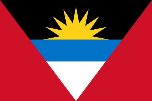 Antigua and Barbuda Flag fridge, souvenier magnet travel keepsake vibrant colors, size: small