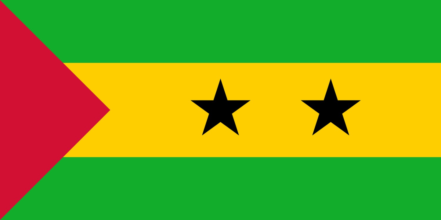 Sao Tome and Principe Flag fridge, souvenier magnet travel keepsake vibrant colors, size: small