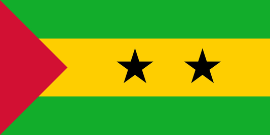 Sao Tome and Principe Flag fridge, souvenier magnet travel keepsake vibrant colors, size: small