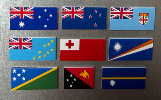 Oceania Countries Small Flag Continent Collector Magnet Set, All 14 Countries